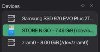 KDE Partition Manager device list